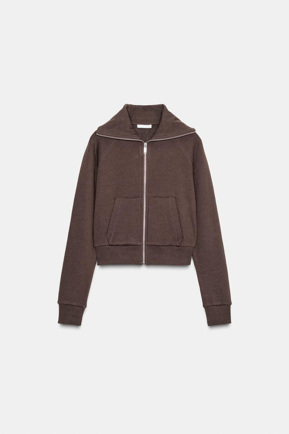 ZARA ТОЛСТОВКА ИЗ ФЛИСА НА МОЛНИИ, КОРИЧНЕВЫЙ