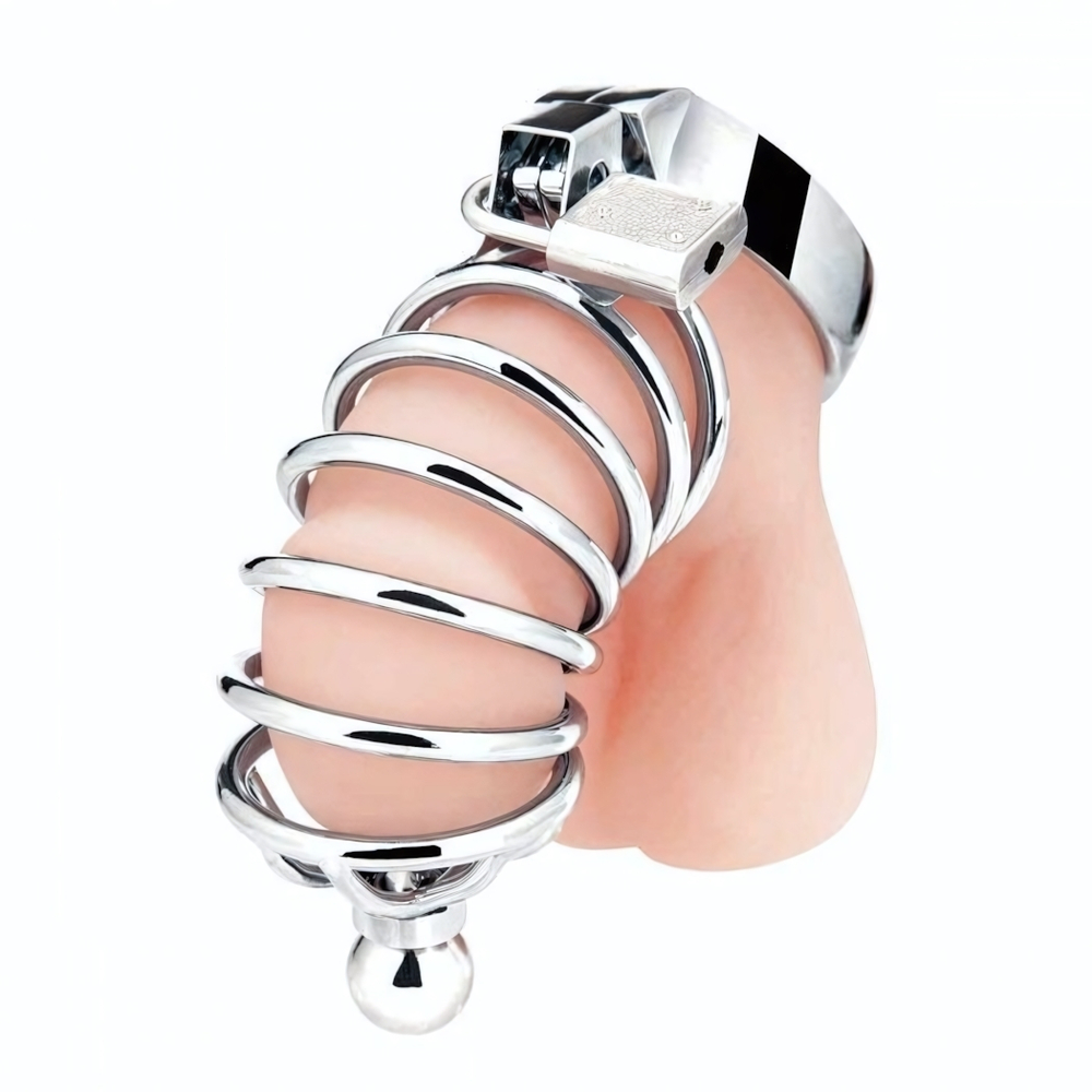 Серебристая клетка для члена Urethral Play Cage (Цвет: серебристый)
