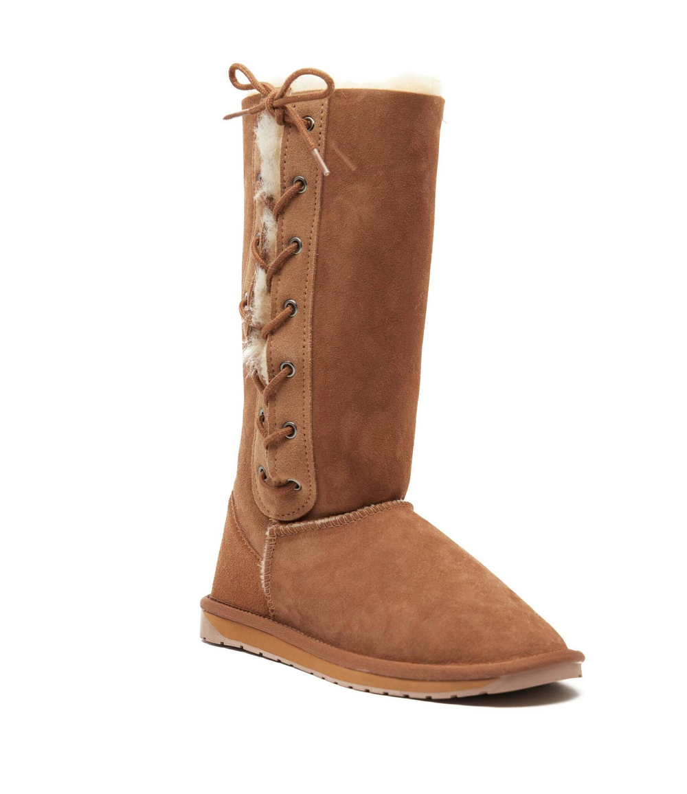 Кожаные угги platinum hi lace EMU Australia - коричневый(WP11872)