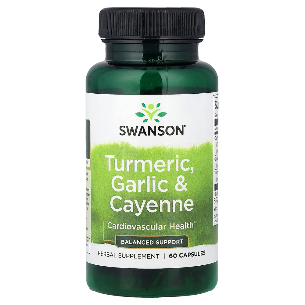 Swanson Vitamins, куркума, чеснок и кайенский перец, 60 капсул
