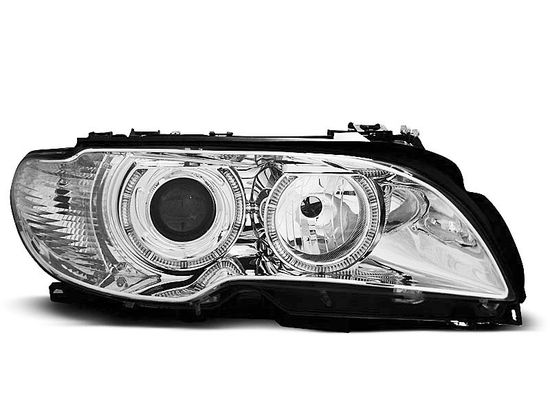 Передние фары Bmw 3 E46 angel eyes chrome