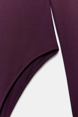 ZARA БОДИ ИЗ ПОЛИАМИДА С ДЛИННЫМИ РУКАВАМИ, ЛИЛОВЫЙ