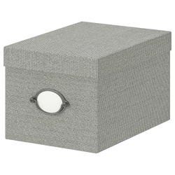 IKEA KVARNVIK  (ИКЕА КВАРНВИК)  -  Коробка с крышкой - серый 18х25х15 см