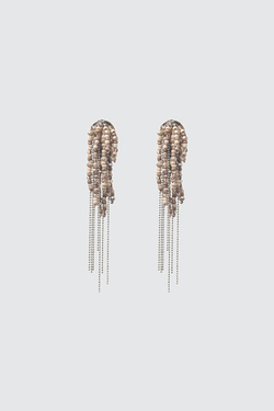 Серьги- клипсы PESERICO из стеклянных микробусин и хрусталя