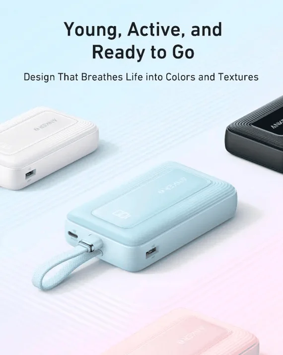 Высокоскоростное портативное зарядное устройство Anker Zolo 20000mAh, 30W (with cable Type-C) - Blue