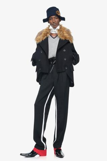 ZARA X JOHN GALLIANO КОРОТКОЕ ПАЛЬТО С ИСКУССТВЕННЫМ МЕХОМ, ЧЕРНЫЙ