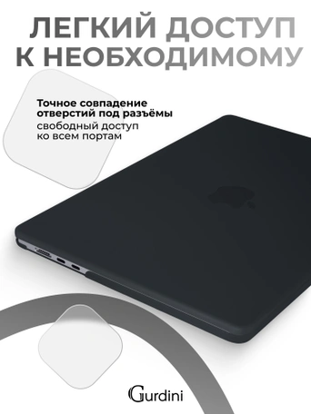 Чехол пластиковый Gurdini для Macbook Air 15" 2023 (A2941) Matte Series Black