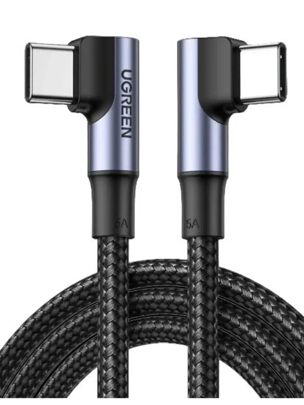 USB C кабель угловой Угрин 100W с быстрой зарядкой