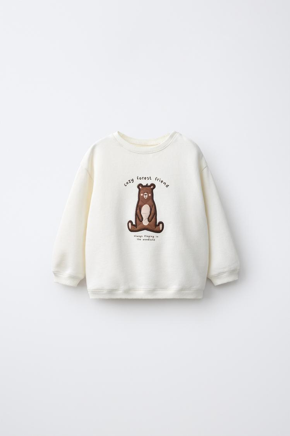 ZARA ТОЛСТОВКА С ПРИНТОМ «МЕДВЕЖОНОК», ЭКРЮ