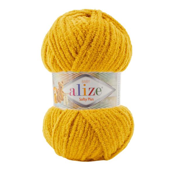 Пряжа Alize (Ализе) Softy Plus / уп.5 мот. по 100 г, 120м, 02 горчичный