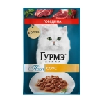 Говядина в соусе, 75г влажный корм для кошек Де-Люкс Гурмэ Перл
