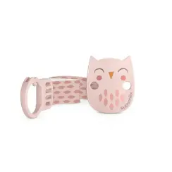Клипса с лентой Suavinex Owl для крепления соски-пустышки к одежде Розовая