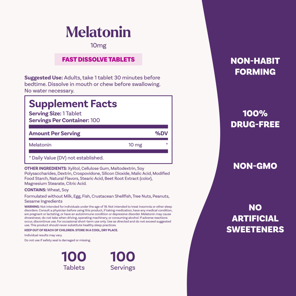 Natrol, мелатонин, быстрорастворимый, с цитрусовым вкусом, 10 мг, 100 таблеток