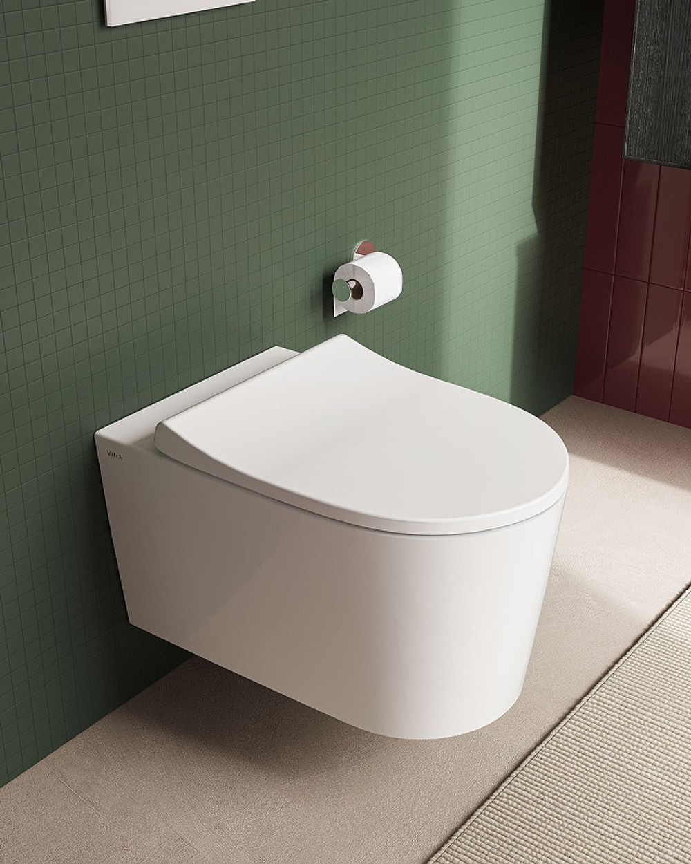 Унитаз подвесной Vitra Nest QuantumFlush безободковый, c ламинарным потоком (7870B403-0075) сиденье Vitra Nest с микролифтом (220-003R409)