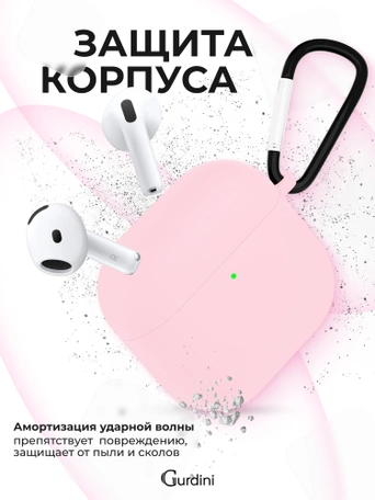 Чехол для Airpods 4 Gurdini силиконовый розовый