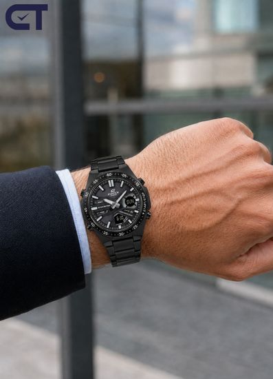 CASIO EFV-C110DC-1ADF EDIFICE мужские наручные часы — чёрная аналогово-цифровая модель с 10-летней батареей