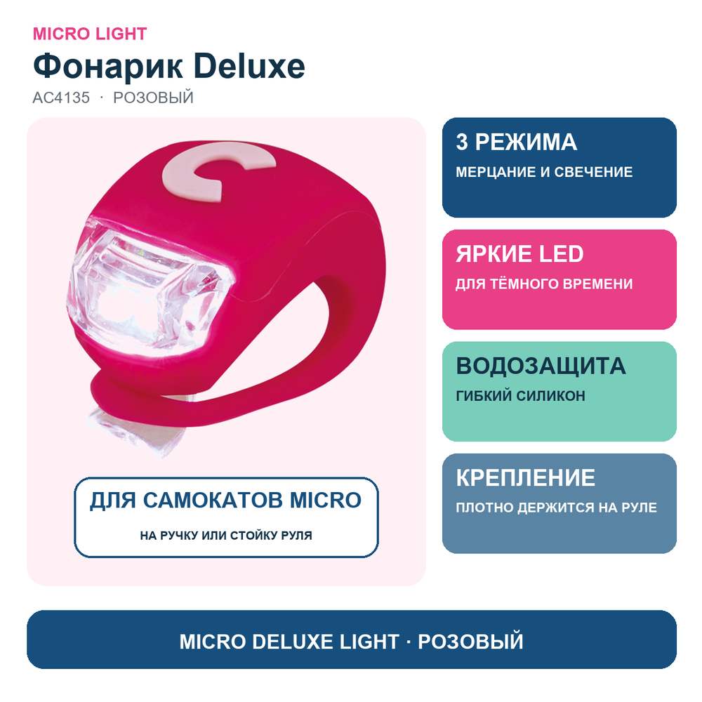 Фонарик Micro Deluxe - розовый BOX