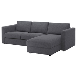 IKEA VIMLE  (ИКЕА ВИМЛЕ)  -  Чехол на 3-местный диван с козеткой - Гуннаред средне-серый