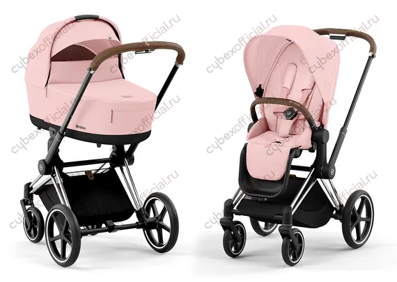 Детская коляска Cybex Priam IV 2 в 1 Peach Pink шасси Chrome