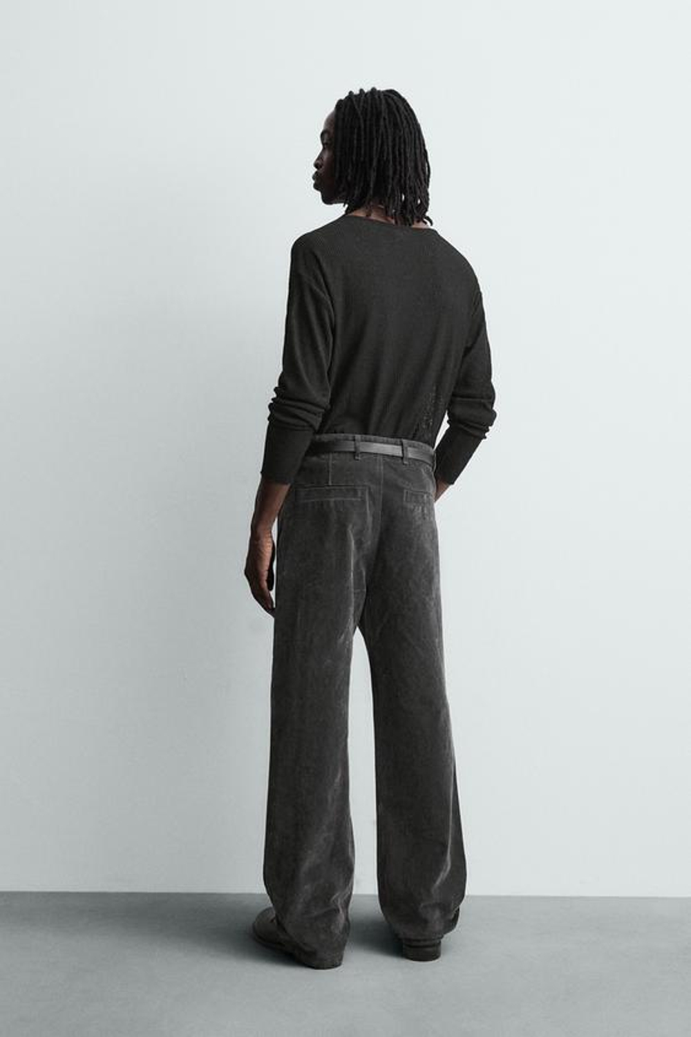 ZARA БРЮКИ RELAXED FIT С ФЛОКИРОВАНИЕМ, СЕРЫЙ