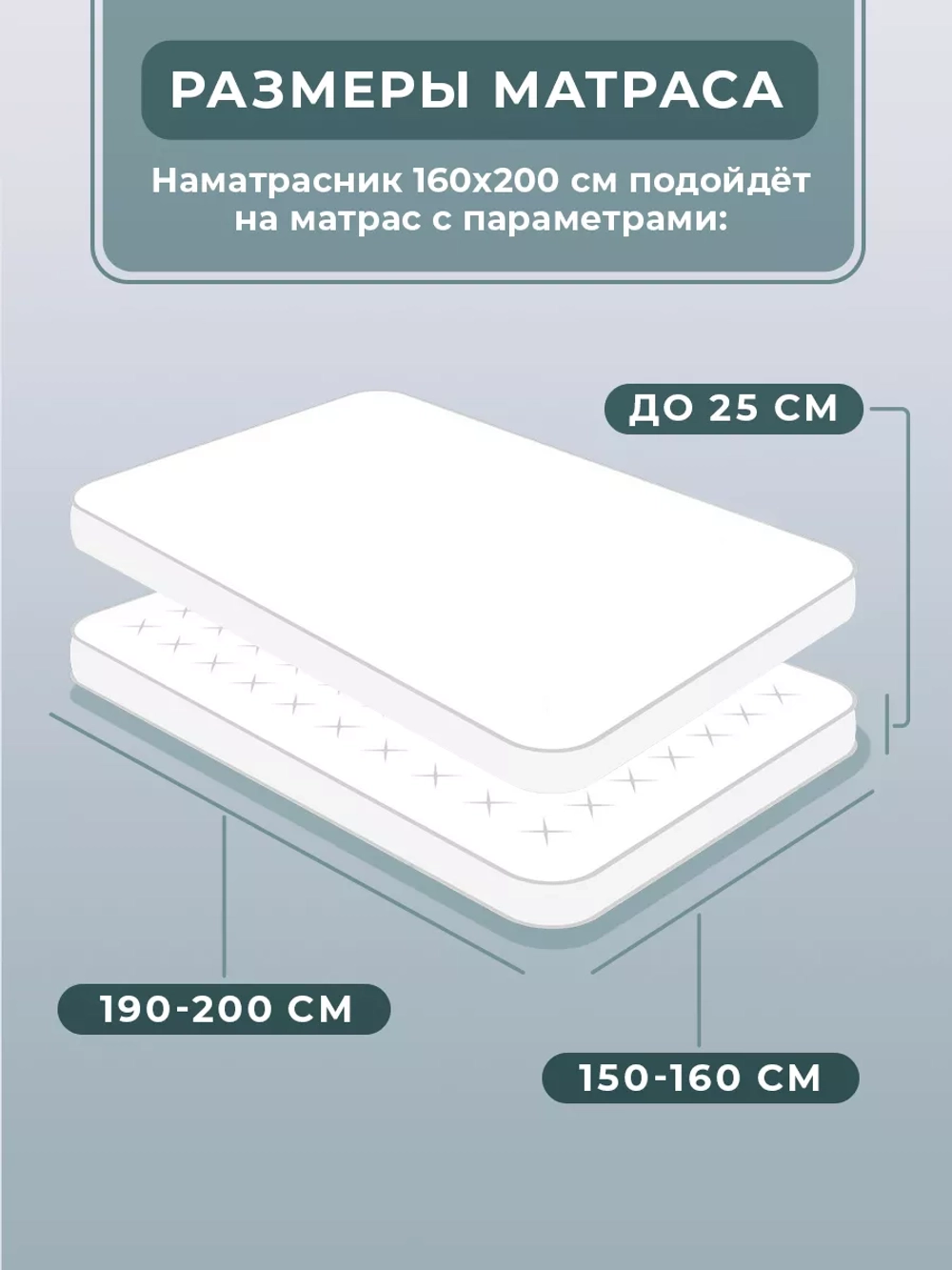 Наматрасник 160х200 непромокаемый мулетон