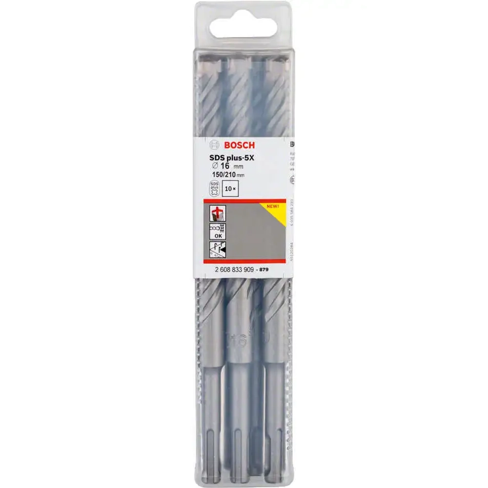 Бур по бетону SDS plus-5X 16x150x210 мм, 10 шт BOSCH 2608833909