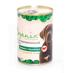 ORGANIX Консервы для собак Говядина с Перепелкой, 410гр