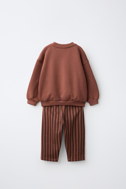ZARA КОМПЛЕКТ: ТОЛСТОВКА И БРЮКИ, ЧЕРЕПИЧНЫЙ