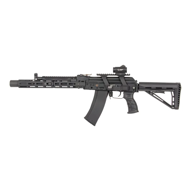 Коллиматор Target Optic 1x22, Weaver, красная марка, точка 2 MOA, проставка - вид слева на оружии, низкое крепление