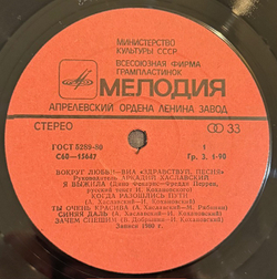 Виниловая пластинка Здравствуй, Песня – Вокруг Любви (Мелодия) LP