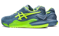 Мужские кроссовки теннисные Asics Gel-Resolution 9 - steel blue/hazard green