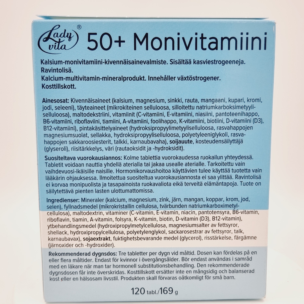 Lady vita 50+ Витаминно-минеральный комплекс с фитоэстрогеном, 120 таблеток (из Финляндии)