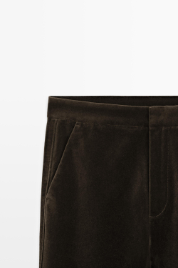 Massimo Dutti Бархатные брюки скинни клеш, шоколадный