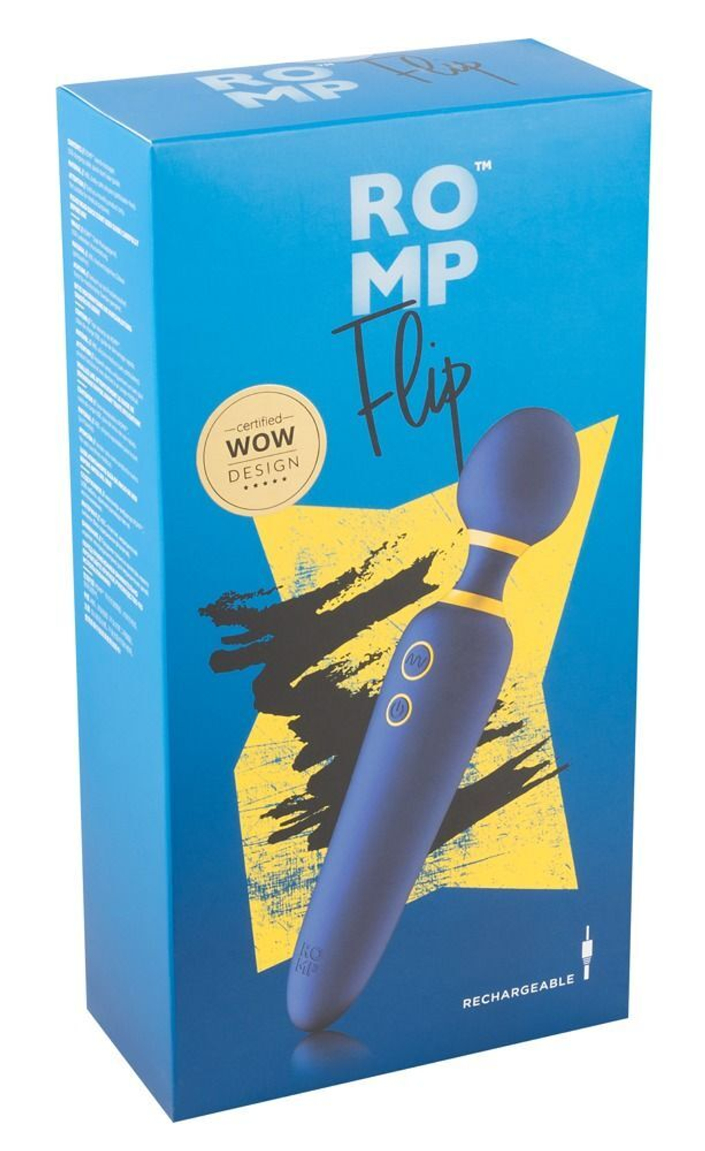 Синий вибромассажер с круглой головкой Romp Flip - 23 см. (Цвет: синий)