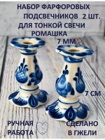 Подсвечники фарфоровые для тонкой свечи Гжель