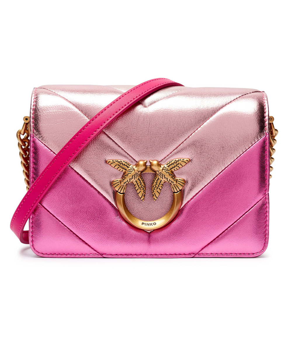 Кожаная сумка через плечо LOVE CLICK MINI BIG CHEVRON Pinko - розовый(100067 A1YA)