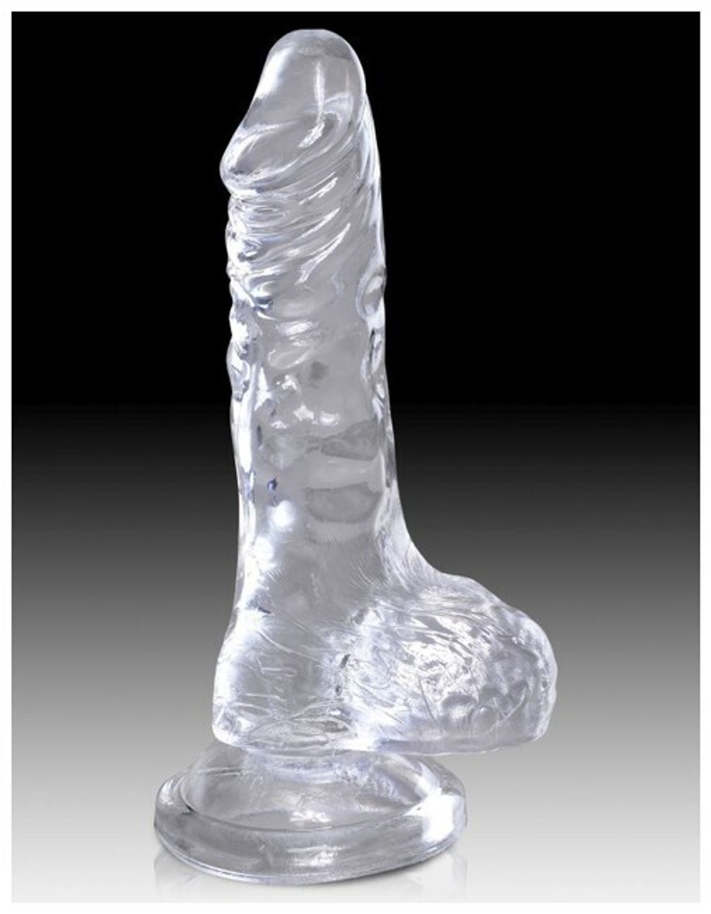 Фаллоимитатор с мошонкой на присоске King Cock Clear 4 Cock with Balls, прозрачный (Цвет: прозрачный)