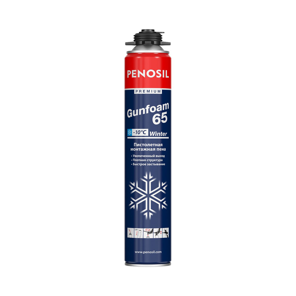 Пена полиуретановая монтажная профессиональная зимняя Penosil Premium Gunfoam 65 Winter, 870 мл