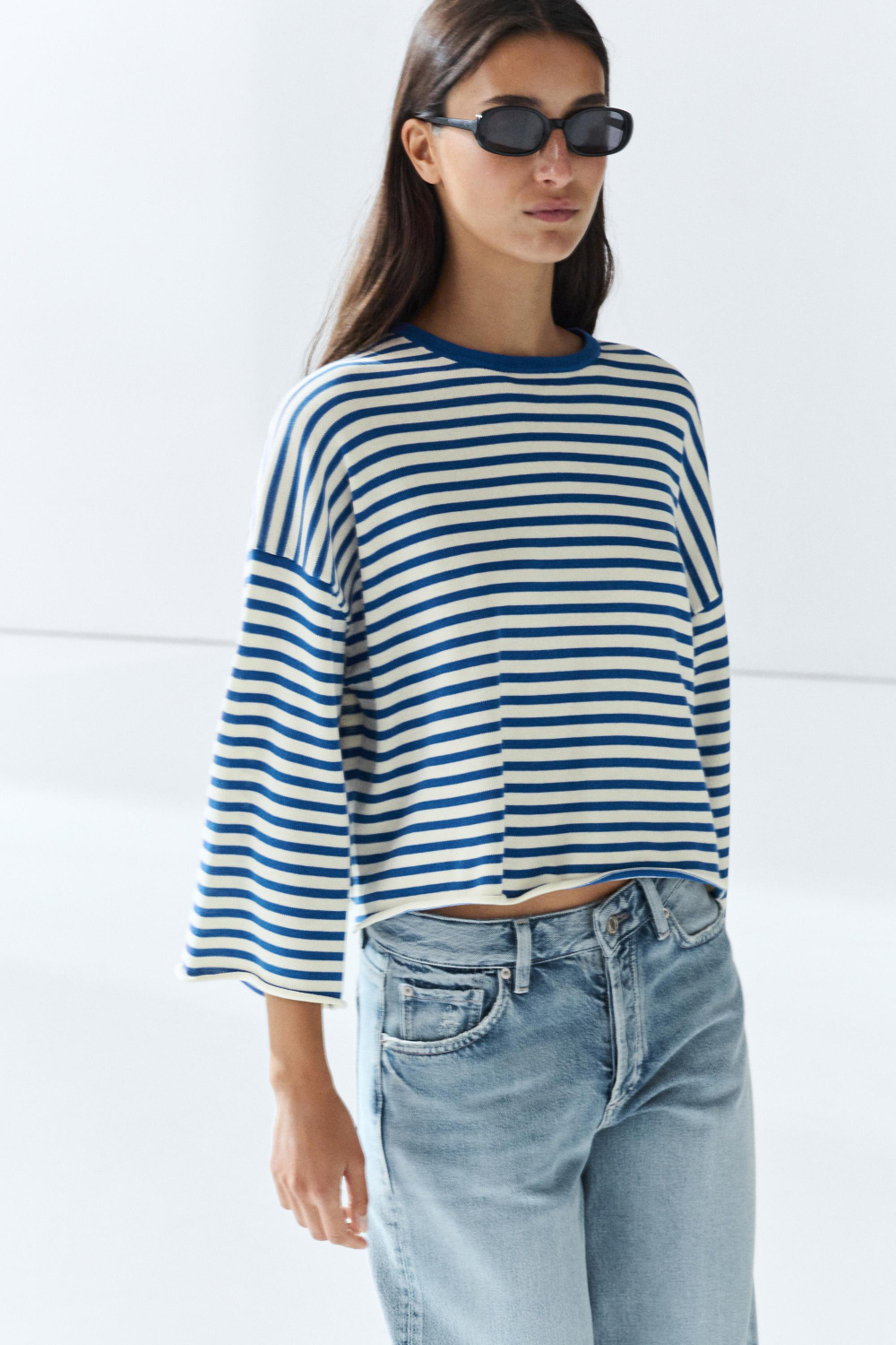 Massimo Dutti Свитер в полоску, темно-синий