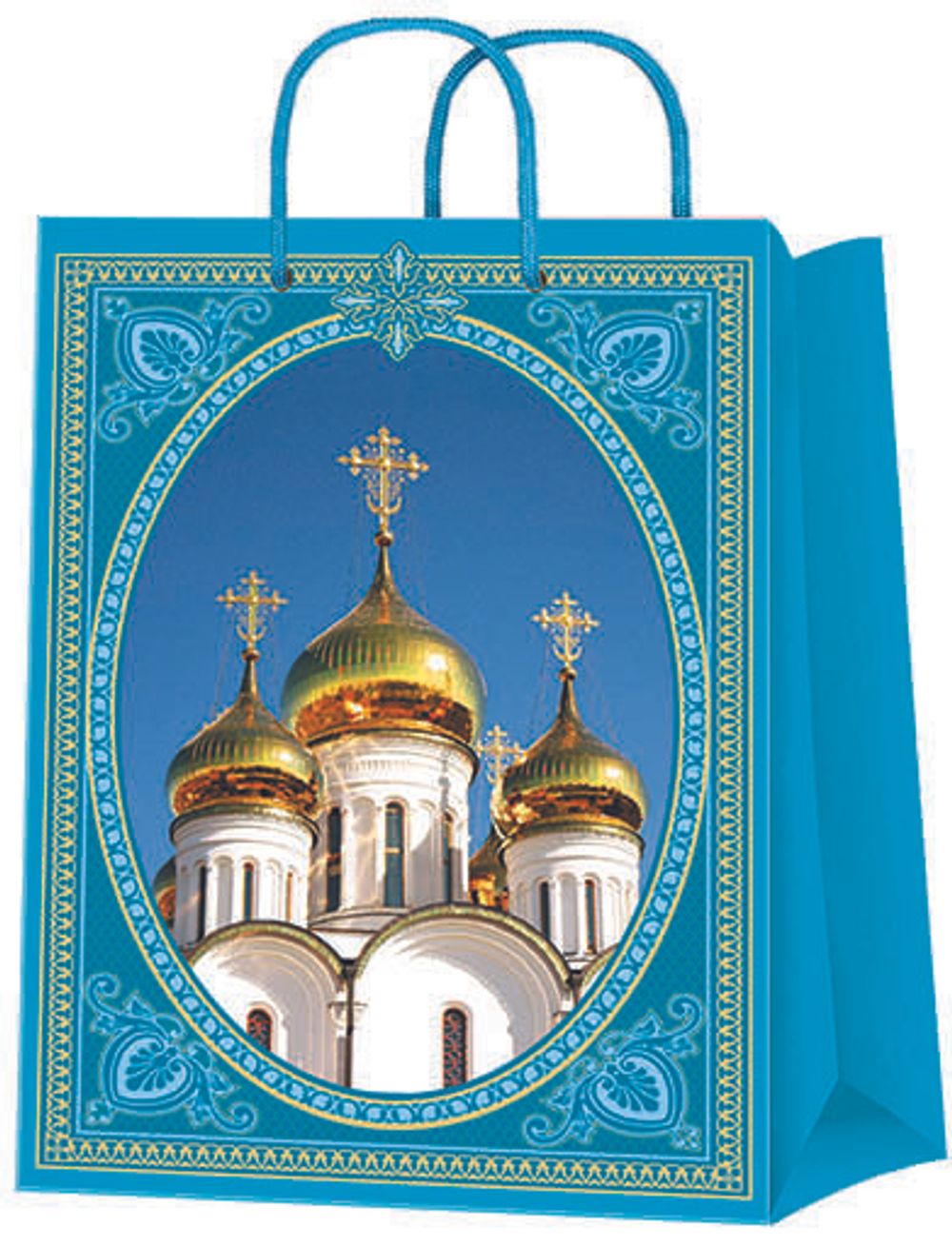Подарочный пакет с рисунком. Бирюзовый.