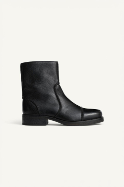 ZARA КОЖАНЫЕ БОТИНКИ НА МОЛНИИ, ЧЕРНЫЙ