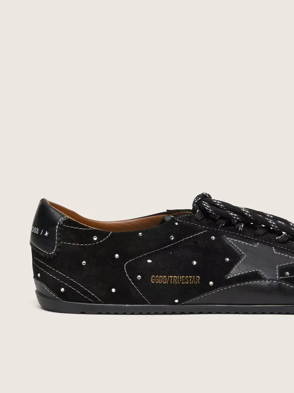 True Star in black suede with crystals and black leather star