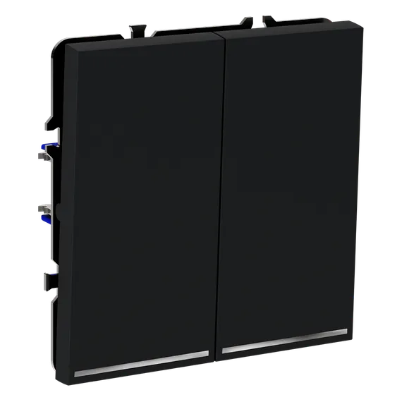 Проходной переключатель двухклавишный с подсветкой Voltum S70 Графит VLS020407