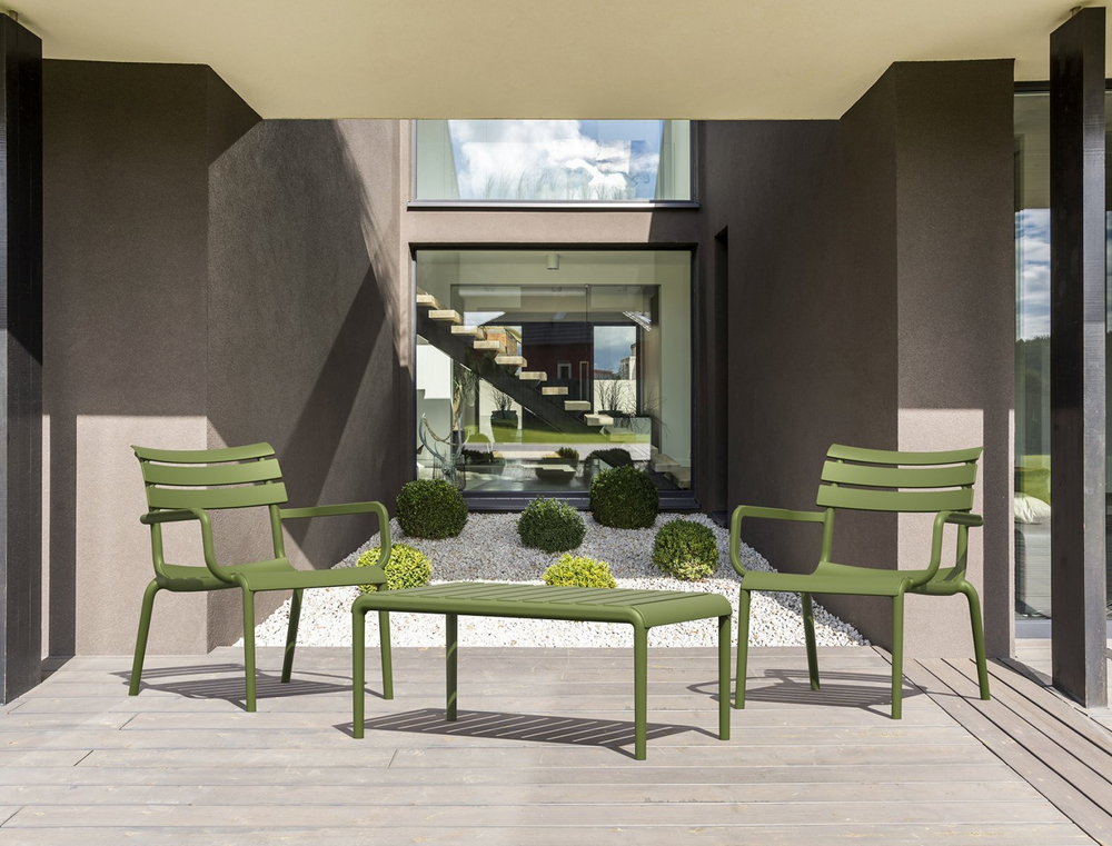Кресло лаунж пластиковое Siesta Contract Paris Lounge, оливковый