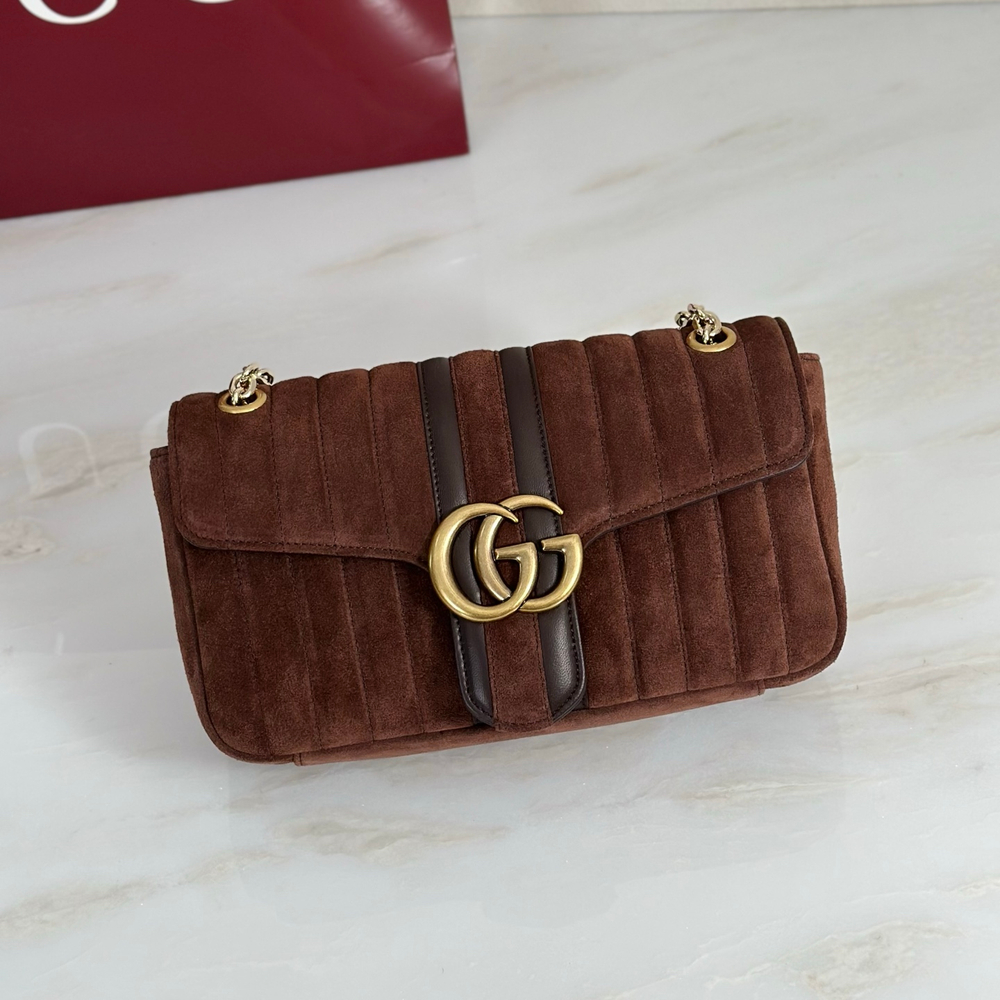 Женская сумка Gucci GG Marmont — коричневая, 26 см — фото 5