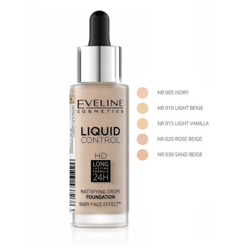 Тональная основа Eveline Liquid Control - №020 Rose Beige