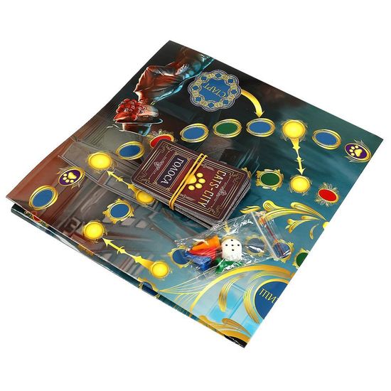 Настольная игра-ходилка квадрат. Кошачий-город. 250x250x55 мм. Умные игры.