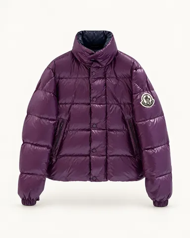 Женский укороченный пуховик Moncler — фиолетовый