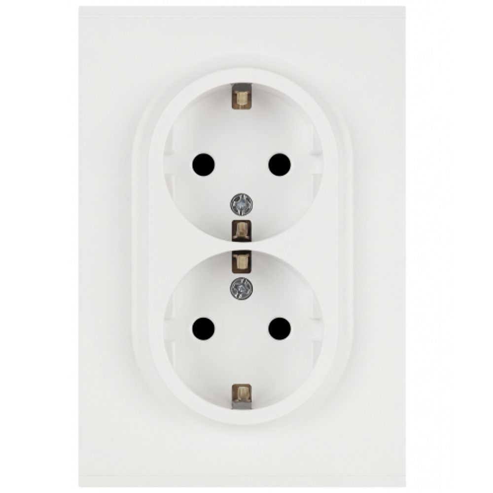 Розетка ЭРА Arktik 16-2105-08 двойная с заземлением 2X2P+E Schuko со шторками 16А-250В белый матовый | Эра Arktik