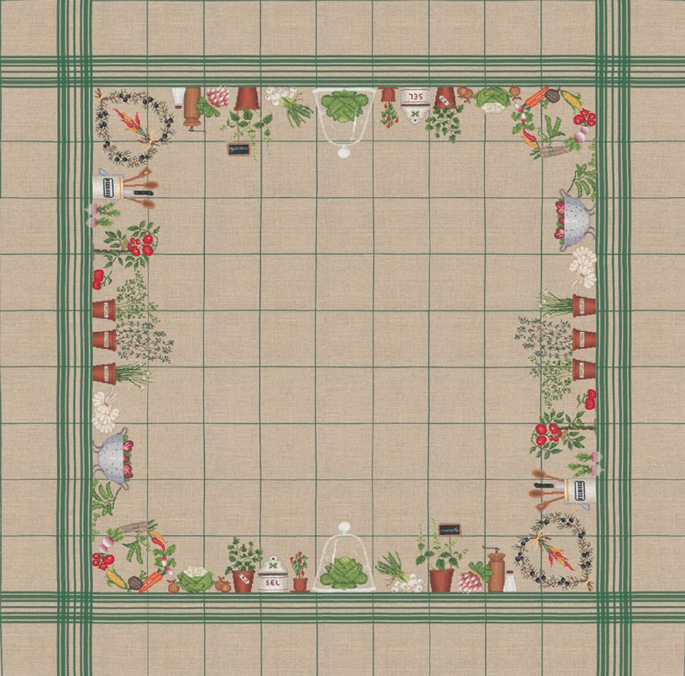 Набор для вышивания нитками Le Bonheur des Dames, скатерть Nappe legumes (Овощи), 140х140 см Набор для вышивания нитками Le Bonheur des Dames, скатерть Nappe legumes (Овощи), 140х140 см